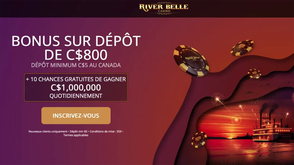 River Belle bonus de dépôt minimum de 5 $