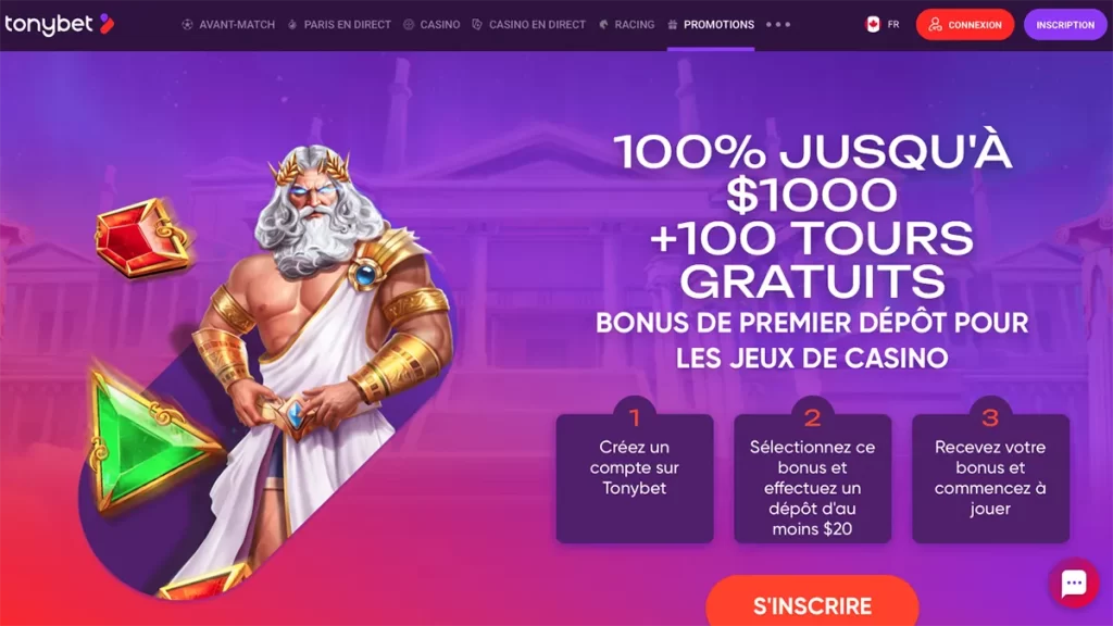 TonyBet Casino FR Canada homepage