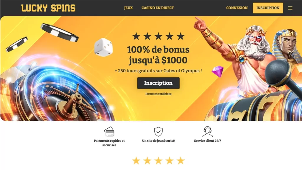 Lucky Spins Casino Homepage