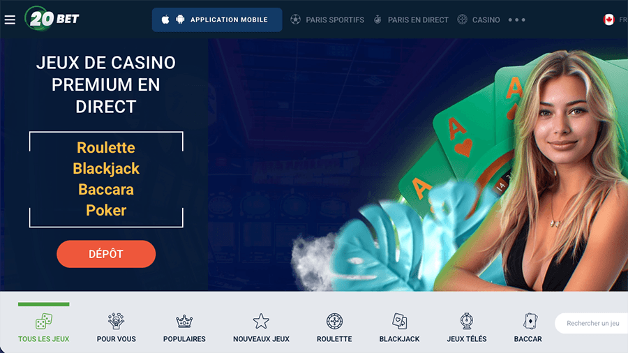 20Bet Jeux de Casino en Direct