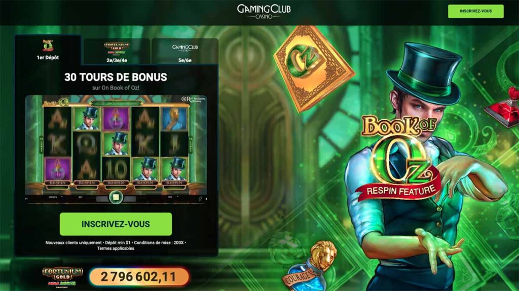 Gaming Club 30 tours de bonus