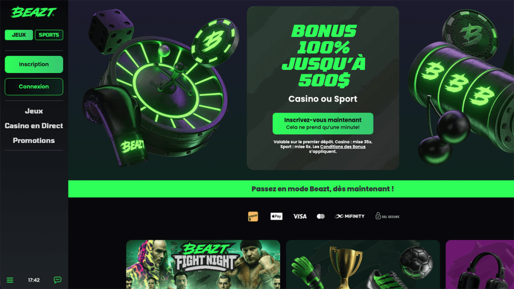 Beazt Casino FR Homepage