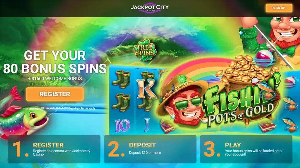 Jackpot City 80 Free Spins on Fishin' Pots Of Gold