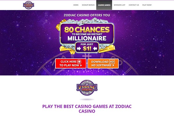 Zodiac Casino 80 Free Spins Mega Moolah