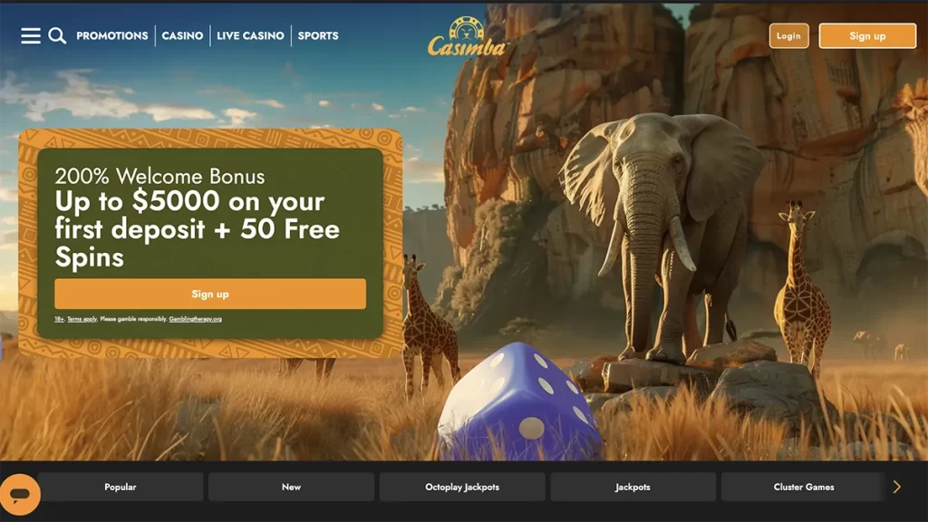 Casimba Casino CA Homepage Screenshot