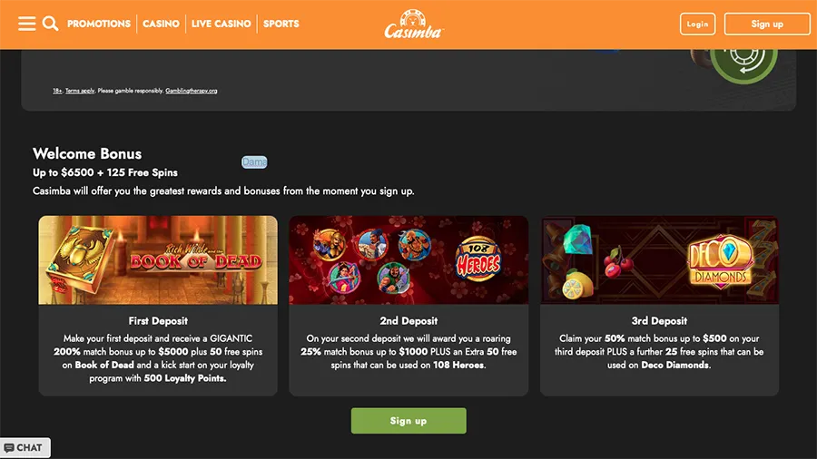 Casimba Casino Welcome Bonus