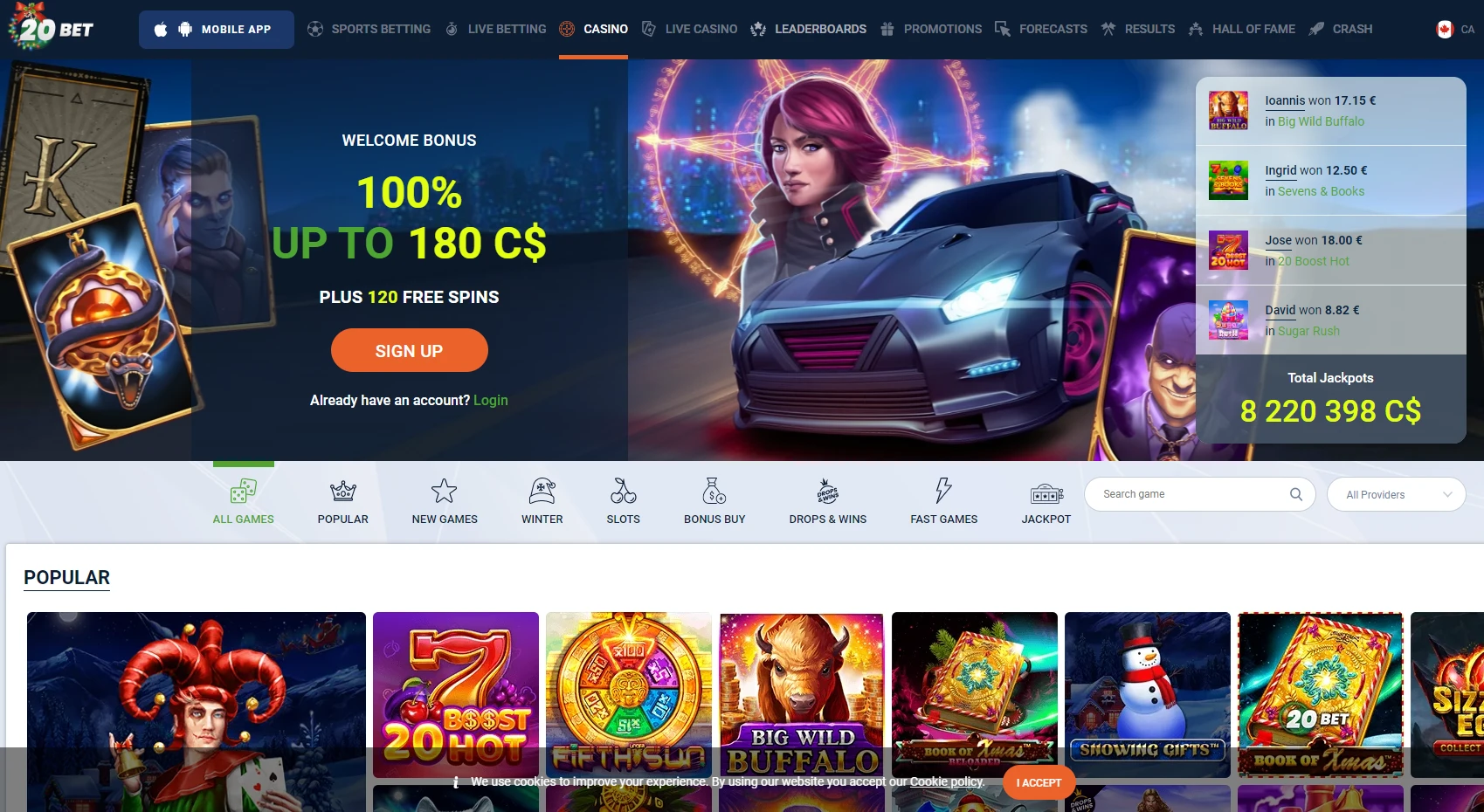 20Bet Homepage CA