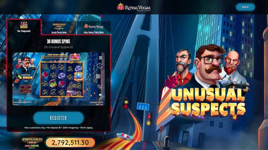 Royal Vegas $1 deposit bonus