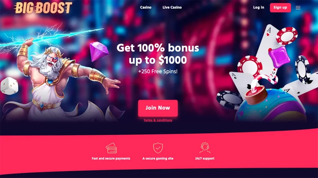 Big Boost Casino homepage Canada