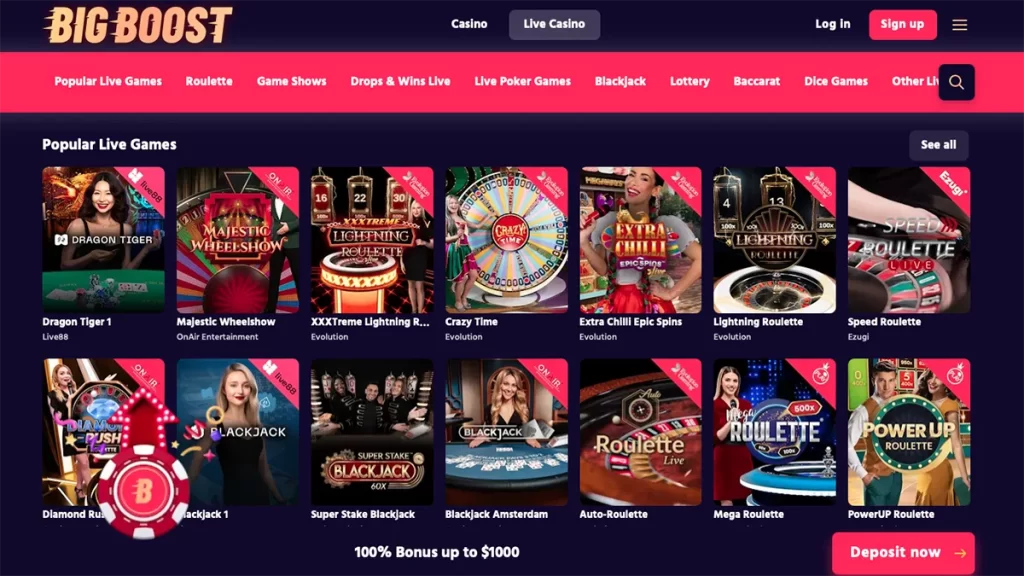 Big Boost Casino Live Casino Games