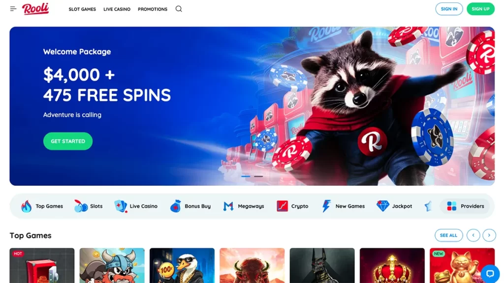 Rooli Casino Canada homepage