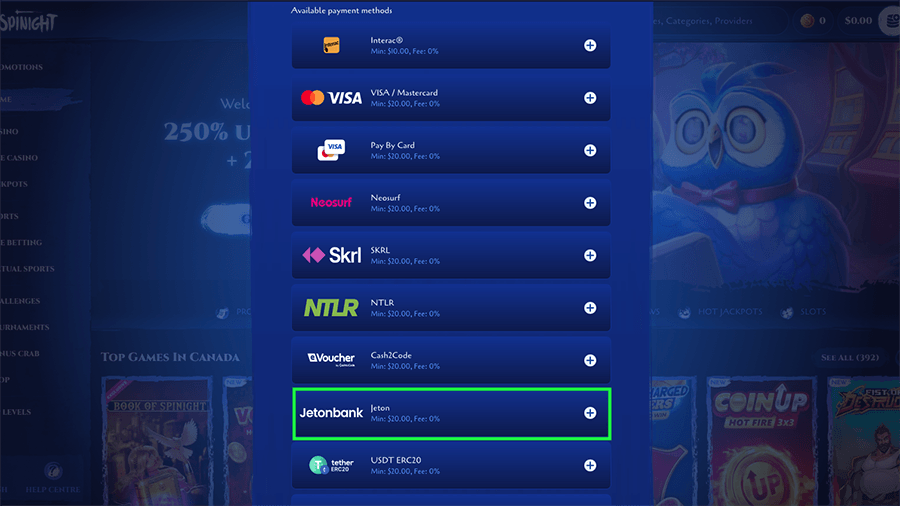 Spinight Casino Jeton Deposits