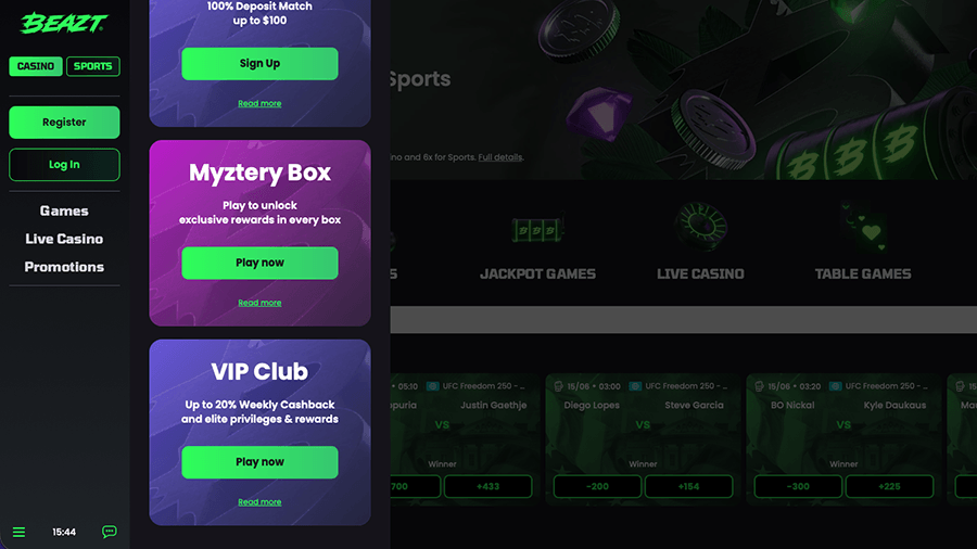 Beazt Casino Promotions Tab