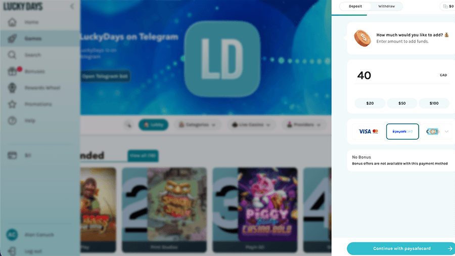 Lucky Days Casino Paysafecard Deposits