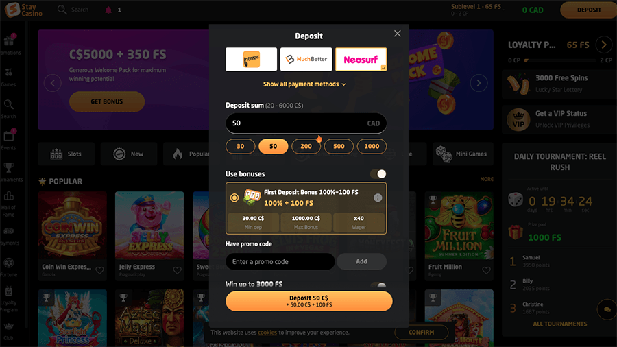 Stay Casino Neosurf Deposit
