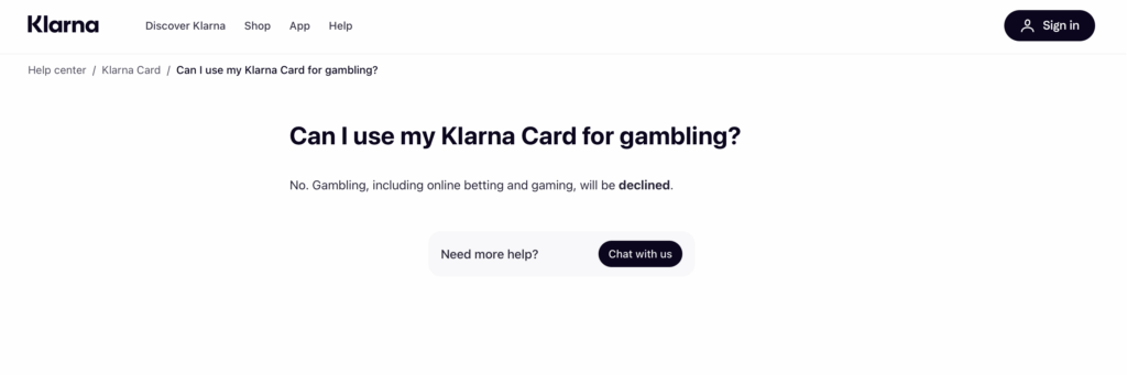 Can I use Klarna Card for gambling?
